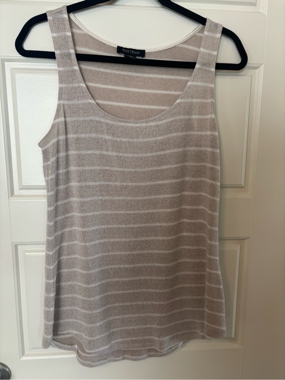WHBM Sleeveless Striped Tank Top - Beige/White